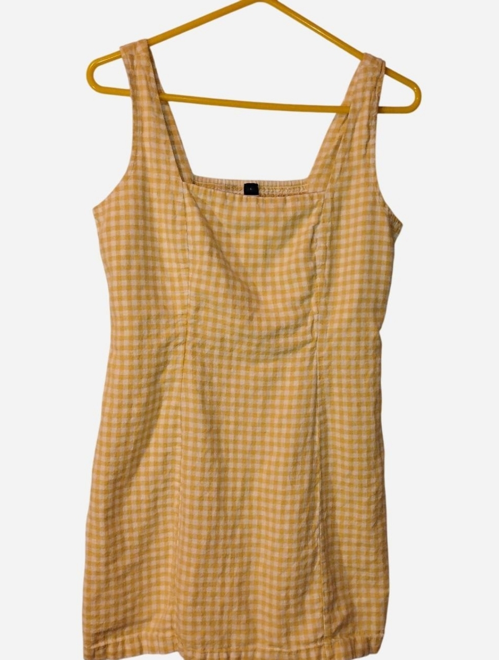 Old Navy Yellow Gingham Linen-Blend Mini Dress - Size Large
